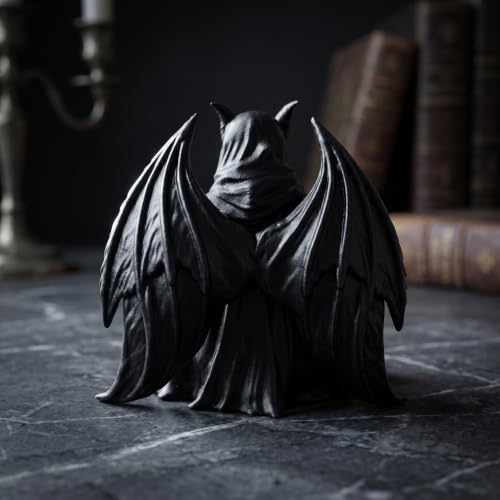 Statuette squelette à capuche faucheuse lisant un livre, déco gothique de table
