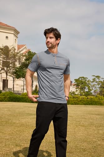 Lexiart Mens Casual Short Sleeve Henley Shirts Button Tee Shirts Basic Classic Shirt with Pocket3