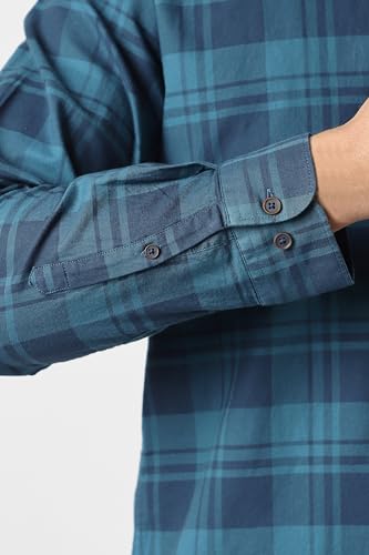 Image of Peter England Men's Checkered Cotton Shirt | Smart Casual | Full Sleeves