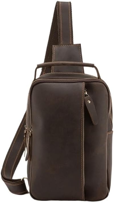 Men's Crossbody Bag Chest Retro Genuine Leather Portable for Going Out