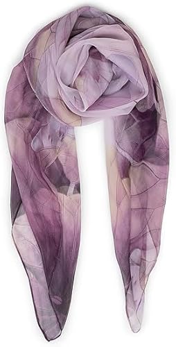 OVOY Women Lightweight Scarf Floral Print Chiffon Scarves Fashion Scarves & Wraps Long Chiffon Sunscreen Scarf Spring Summer, Purple, 19.68"×63"