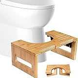 Bamboo 7-Inch Height Toilet Stool, Foldable and No-Slip Toilet Potty Stool with Foot Massager for Th