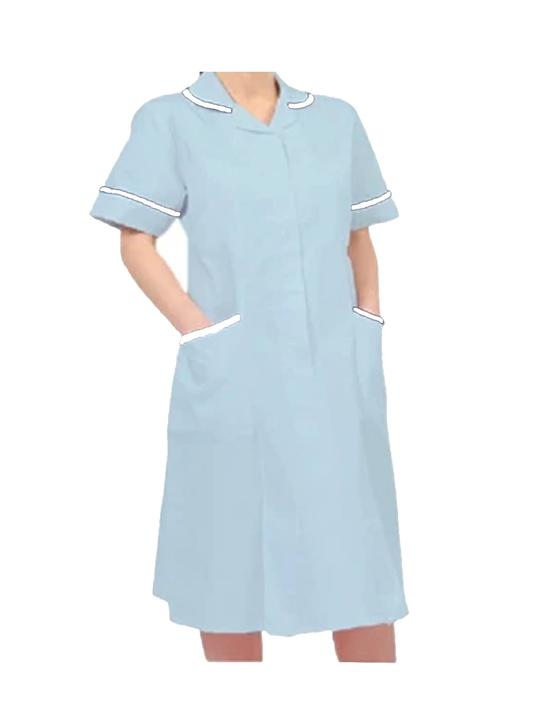 SkywearWoman Healthcare Dress Tunic Nurses Uniform Medical Dental Therapist Dress, Available in Navy, Royal, Sky, White Colors, Sizes Range: 6-30