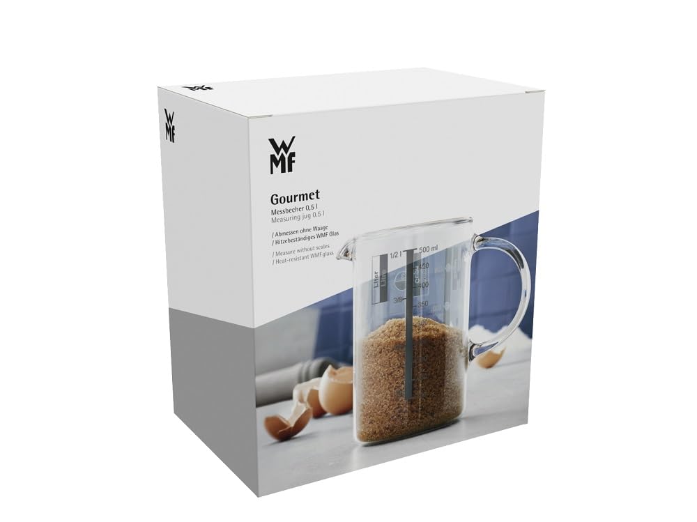 WMF Gourmet - Vaso medidor 0,5L, cristal borosilicatado resistente al calor, Escala para litros, mililitros, tazas y gramos