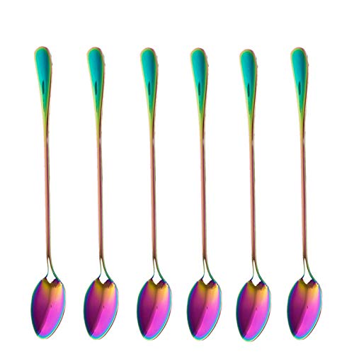 Cuillère à long manche en acier inoxydable robuste style arc-en-ciel - 4