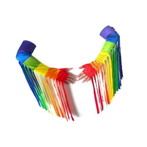 Guantes con flecos multicolor largos para destacar en fiestas sin perder comodidad 5