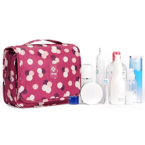 Image of Hanging Travel Toiletry Bag Cosmetic Make up Organizer for Women and Men Waterproof (Red)