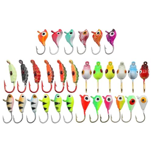 Ice Fishing Lures and Jigs - 30X Ice Fishing Tackle Set | Artificial Fake Lure Fishing Tackle Tools Accessory for Fishing Enthusiasts, Fishing Lovers, Bass Trout, Freshwater & Saltwater