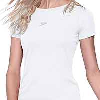 SPEEDO Camiseta Dry Fit Feminina Manga Curta Esportiva T-Shirt Interlock Basic, M, Branco