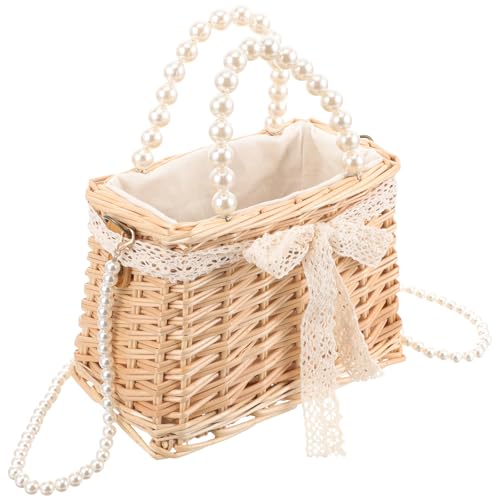 Paquet bandoulière plage en bambou tressé beige léger et résistant