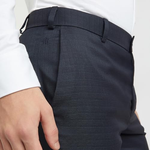 Image of Raymond Men Slim Fit Checks Pattern Polyester Blend Flat Front Formal Trouser