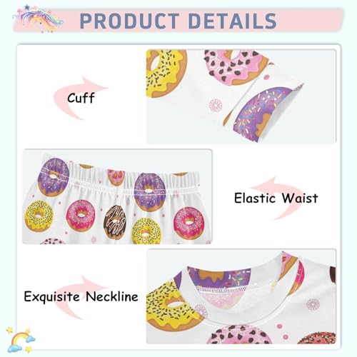 Pajama Sets Long Sleeve Colorful Donuts with Sprinkles Soft Comfy Sleepwear 2 Piece PJS 3-8T4