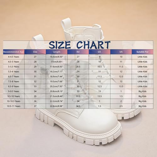 Girls Lace Up Ankle Boots Leather Combat Riding Boots Side Zipper Punk Goth Lug Sole Ankle Booties 4-11 Years Low Calf Boots2