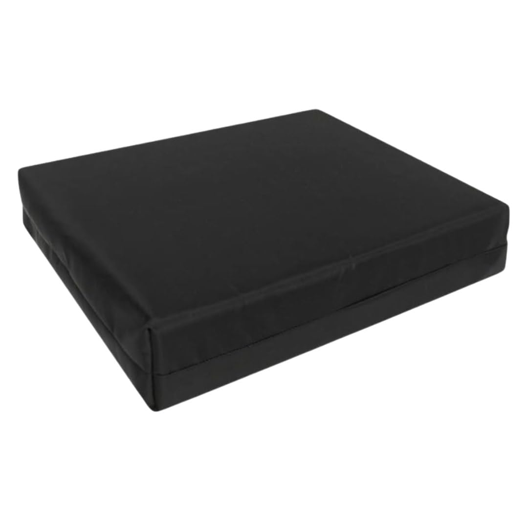 Memory Foam Seat Cushion with Faux Leather Cover Comfort Enhancer for Sofa, Office Chair, Dining & Gaming Chairs Zipped, Removable Cover, Ergonomic Seat Pad Support (Black, 20" x 20" x 3")