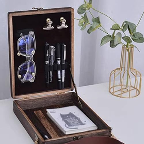 IULAVP Art Messenger Wood Box, Vintage Portable Wooden Handmade Crossbody Postman Bag, Multifunctional Tabletop Easel Storage Case for Drawing & Sketching - Thumbnail 6