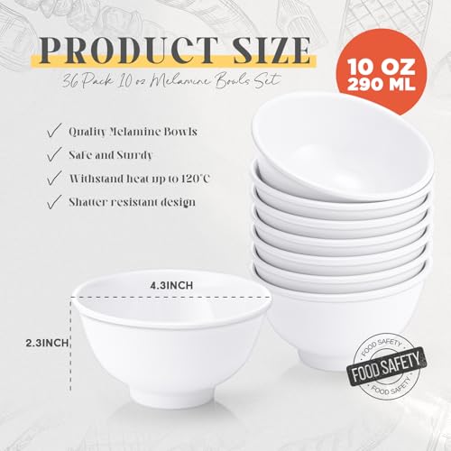 Tioncy BOO-TIONCY-4969 36 Pieces 10 Oz Melamine Bowls Set Dessert Bowls Unbreakable White Soup Bowls Melamine Salad Bowls thumb #1