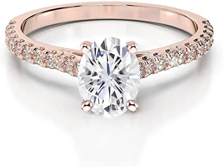 Oval Cut Diamond Bridal Enagement Ring for Women, 14K Gold Finish 925 Silver Ladies Diamond Accented Engagment Ring