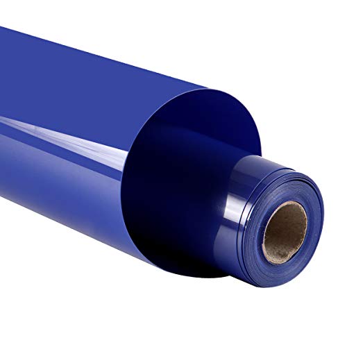 Image of guangyintong Heat Transfer Vinyl Blue HTV Rolls, 12 inch x 5ft Blue Iron on Vinyl for T Shirts, Glossy Surface HTV Vinyl for All Cutter Machine Easy to Cut & Weed for Heat Vinyl DIY Design