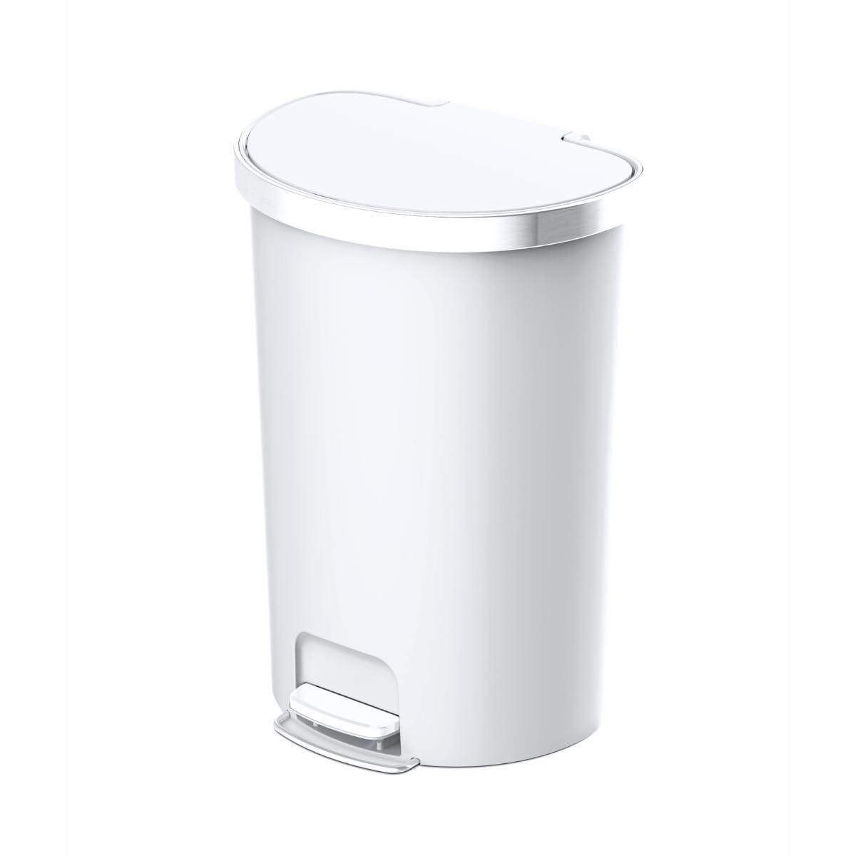 EKO EK6221-55L-WH Step-Type Waste Bin with Lid, White 1.2 gal (55 L), No Inner Box, Commercial Use, Store
