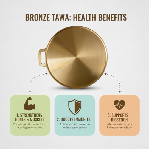 Image of Pure Bronze Tawa 11 Inch | Traditional Kansa Cooking Tawa | Healthy Cookware for Dosa, Roti & Chapati | Handcrafted Indian Kitchen Utensil