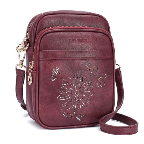 Image of Small Crossbody Bags for Women, RFID Phone Purse with Card Slots, Triple Compartments Lightweight Shoulder Bag