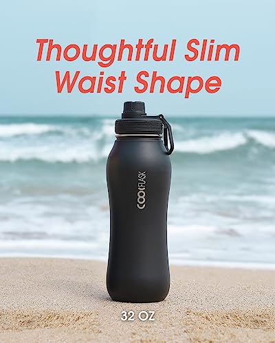 Image of Coolflask 32 oz Water Bottle Insulated Slim Series Stainless Steel