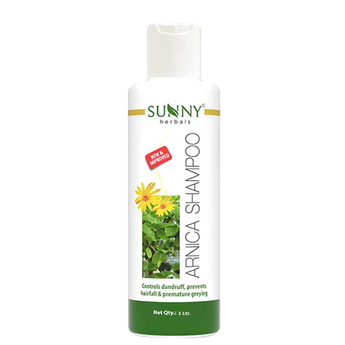 Sunny Herbals Arnica Shampoo | Reduces Hair Fall | Strengthens Hair from Roots | Soothes Itchy Scalp | Controls Dandruff | Adds Natural Shine | Made with Arnica & Catharis | For All Hair Types, 1 L
