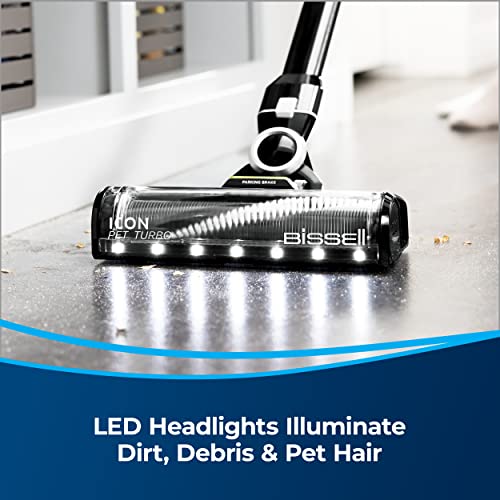 Bissell ICONPet Turbo Vacuum with Powerful Turbo Boost Suction, Tangle Free Brush Roll, & Parking Break, LED Crevice + Dusting Brush Tool, LED Motorized TurboBrush Tool, Plus a Wall Mount