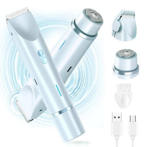 Afeitadora eléctrica 2 en 1 para mujer, 2025, 2 en 1, de doble cabeza, impermeable, húmeda y seca, recortadora eléctrica de doble cabeza para mujer (azul)