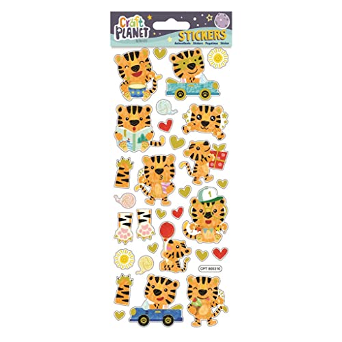 Craft Planet Divertidas pegatinas coloridas: Happy Tiger son los adornos ideales para álbumes de recortes y hacer libros, regalos y productos personalizados Cover