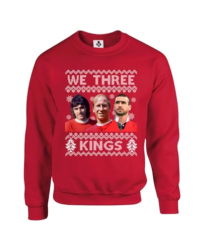 Image of New Spirit Original We three kings football version, footy footballer christmas xmas festive meme novelty joke Unisex Funny Adults Sweatshirt Jumper Red