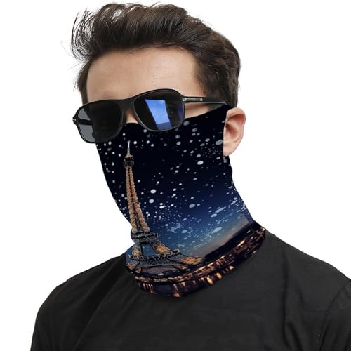 Neck Gaiter Night Paris Eiffel Face Mask for Travel Face Cover Scarf for Men Women Elastic Headbands Wind-proof Bandana for Skiing Fishing Hiking Cycling2