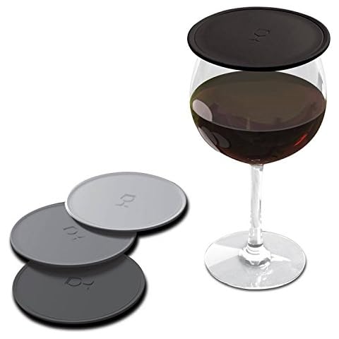 Drink Tops Tap and Seal Outdoor Drinking Glass Cover - Gently Suctions to Glasses to Keep Particles Out & Reduce Splashing - Perfect for Wine Glasses, Coffee & Tea Mugs, Beverage Glasses & More - 4pk Cover