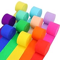 12 Rolls Crepe Paper Streamers, 12 Colors Streamers Party Supplies for Birthday Party Baby Shower Rainbow DIY Christmas Halloween Wedding Ceremony Various Large Festivals Decoration