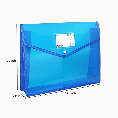 Yoeejob Plastic File Folders Legal Size 2 Pcs, Expandable Document Folder With Snap Button Closure, B4 Expanding File Wallet Envelopes Pouch With Label Pocket, Blue #TOP5