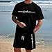 kurzer schlafanzug herren, 2 Teiler Herren Sommer Outfit Schlafanzug Kurz Aufdruck Zweiteiler Trainingsanzug Shorts Und Tshirt Set Sportanzug Lässig Freizeit Bequeme Hausanzug