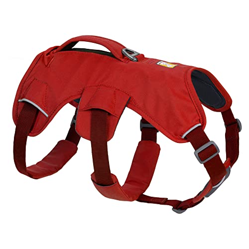 RUFFWEAR Mehrzweck-Hundegeschirr mit Griff, Web Master, verstellbares, Geschirr, 2 Leinenbefestigungen, für den täglichen Gebrauch, Red Sumac, M