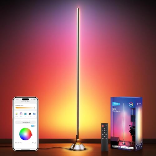 NEEWER NF01 Inteligente LED Lámpara Pie Foco,1500lm 16 Millon Color RGBCW Luz Esquina,Compatible con Google Assistant Alexa,APP/AI Diseño/Musica Sync,Iluminación Ambiental Sala Dormitorio Hogar Decor