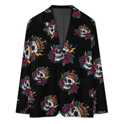 Skull Crowness Rose Halloween Men's Blazer Printed Button Suit Jacket Slim Sport Coat Blazers3