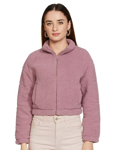 Image of Qube By Fort Collins Women's Women's Crop Fur Jacket - Trendy Winter Wear for a Chic Look
