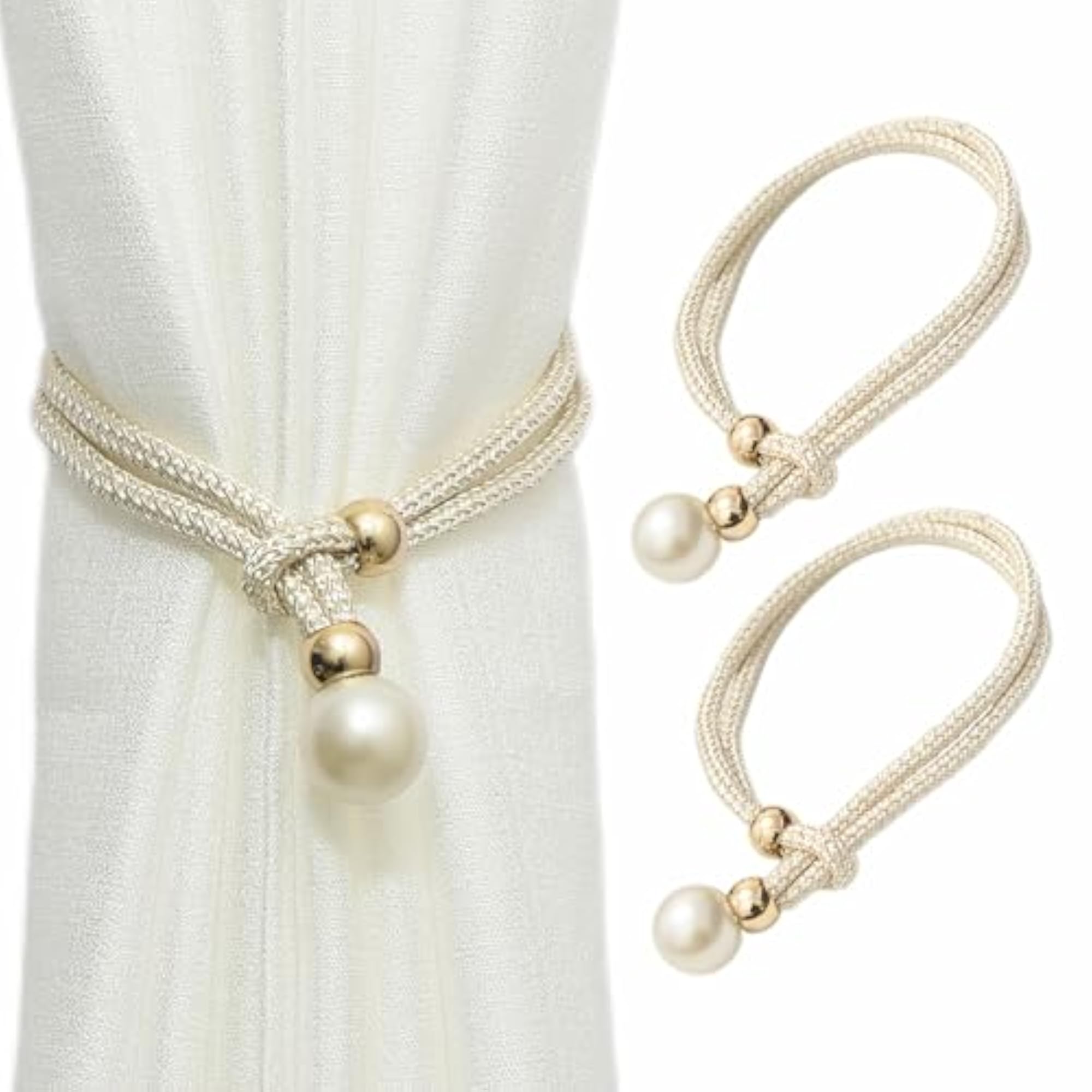 Magnetic Curtain Clips & Tiebacks, Decorative Pearl Rope