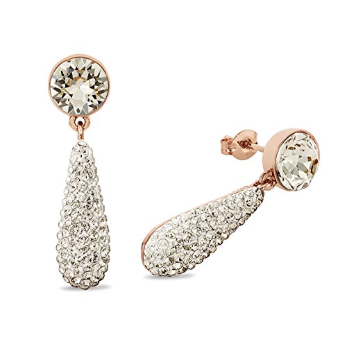 Preisvergleich Produktbild Noelani Damen-Ohrhänger Tropfen rosévergoldet veredelt mit Swarovski Kristallen 33 mm