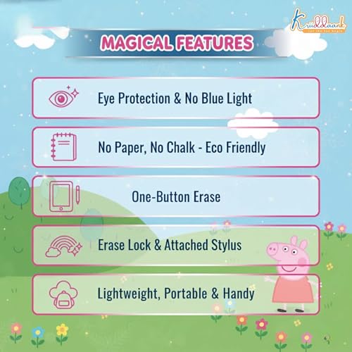 Image of Peppa Pig 10.5 Inch LCD Writing Tablet & Drawing Pad for Kids - Rewritable Electronic Travel Slate, Birthday Gift for Boys & Girls 3-9 Years, Pink Peppa Theme Educational Toy Board