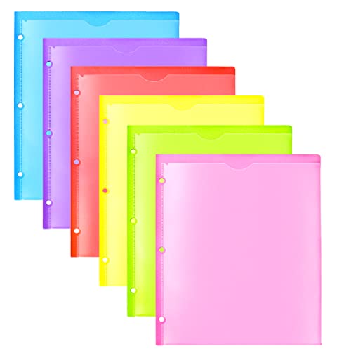 MAKHISTORY Pastas de plástico resistente com bolso frontal transparente - 6 peças, pastas de 3 bolso