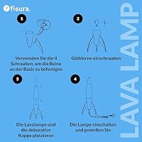 FISURA - Lavalampe Rakete in Blau. Weiße Basis, blaue Flüssigkeit und weiße Lava. Retro-Lavalampe mit Ersatzglühbirne. 20 Zentimeter x 20 Zentimeter x 45 Zentimeter. – Ansicht 3