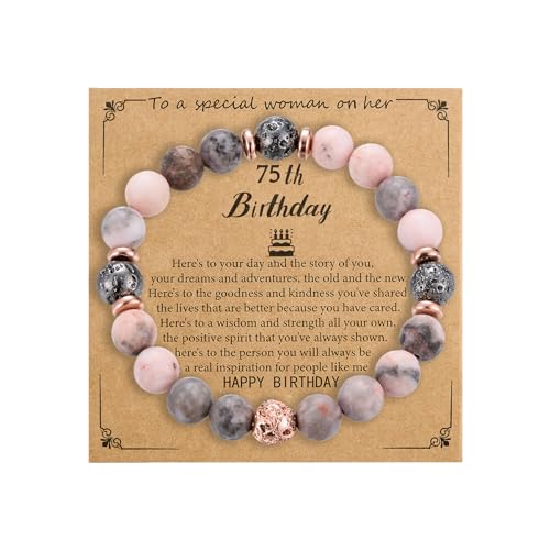 Sanyaa 75th Birthday Gifts for Women Bracelets 75 Year Old Natural Stones Happy Birthday...