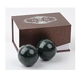 NUOYIA Bolas de mármol natural de bolas tradicionales chinas para el cuidado de la salud, paquete de 2 bolas de masaje de 1.6 pulgadas para masaje de manos, meditación, alivio del estrés (verde
