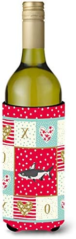 Caroline's Treasures CK5482LITERK Iridescent Shark Love Wine Bottle Hugger, Red Bottle Cooler Sleeve Hugger Machine Washable Collapsible Insulator Beverage Insulated Holder image 2