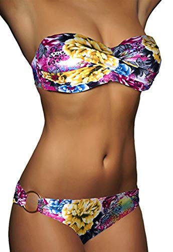 ALZORA Twist Push Up Bandeau Bikini Set Damen...