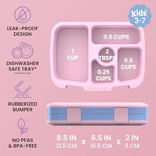 Image of Bentgo Kids Prints Leak-Proof, 5-Compartment Bento-Style Kids Lunch Box - Ideal Portion Sizes for Ages 3-7, Durable, Drop-Proof, Dishwasher Safe, & PFAS & BPA-Free Materials (Lavender Galaxy)